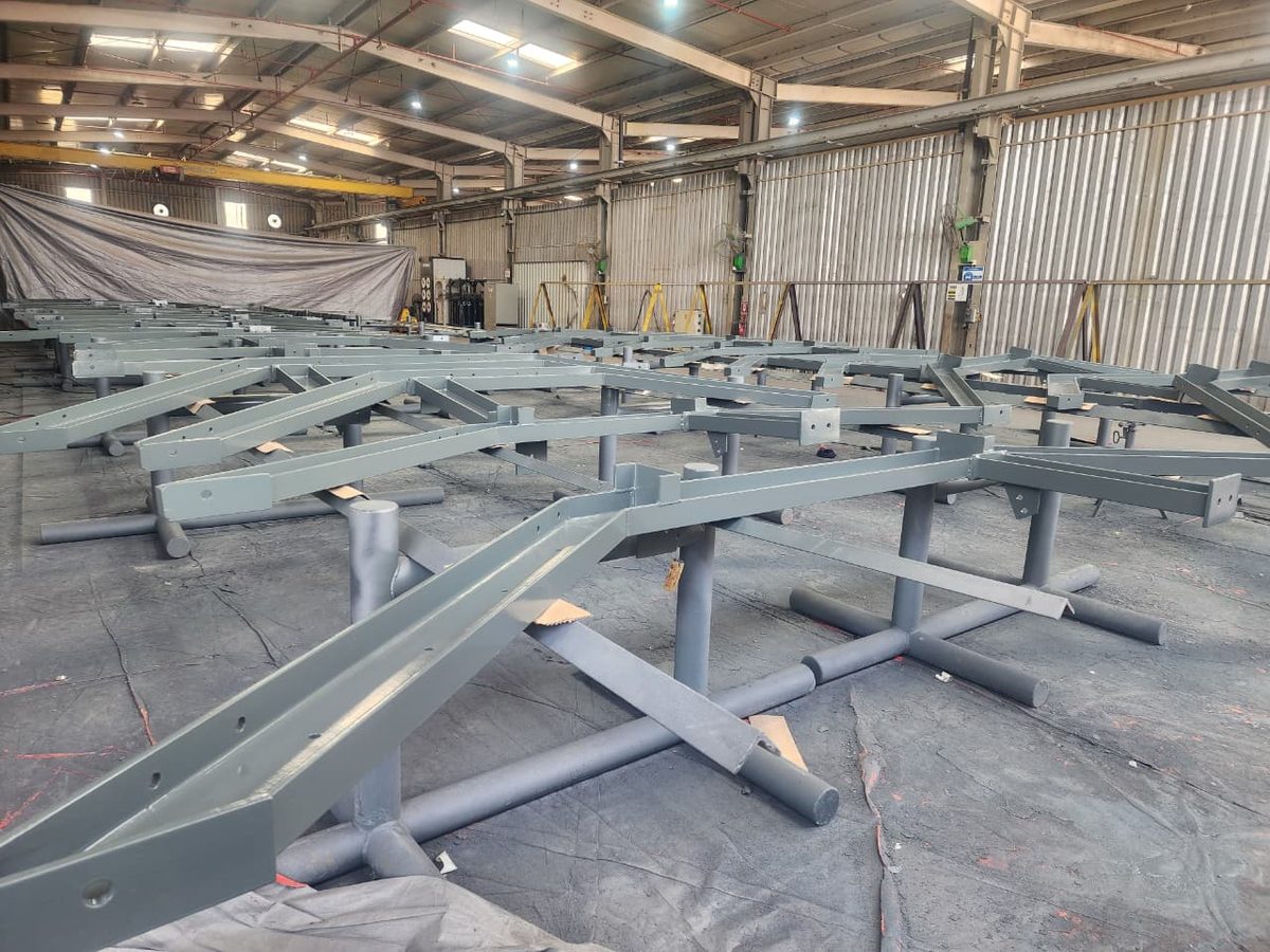 Structural members under fabrication in the Al Abyad workshop